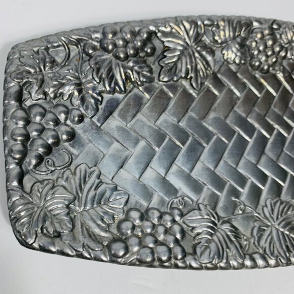 Lenox Grape Basket Weave Tray Bread Appetizer Metal Serveware Hollowware VTG - Picture 5 of 12